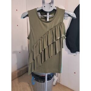 J.Crew Ruffled Tanktop Olive Green size S 2000s